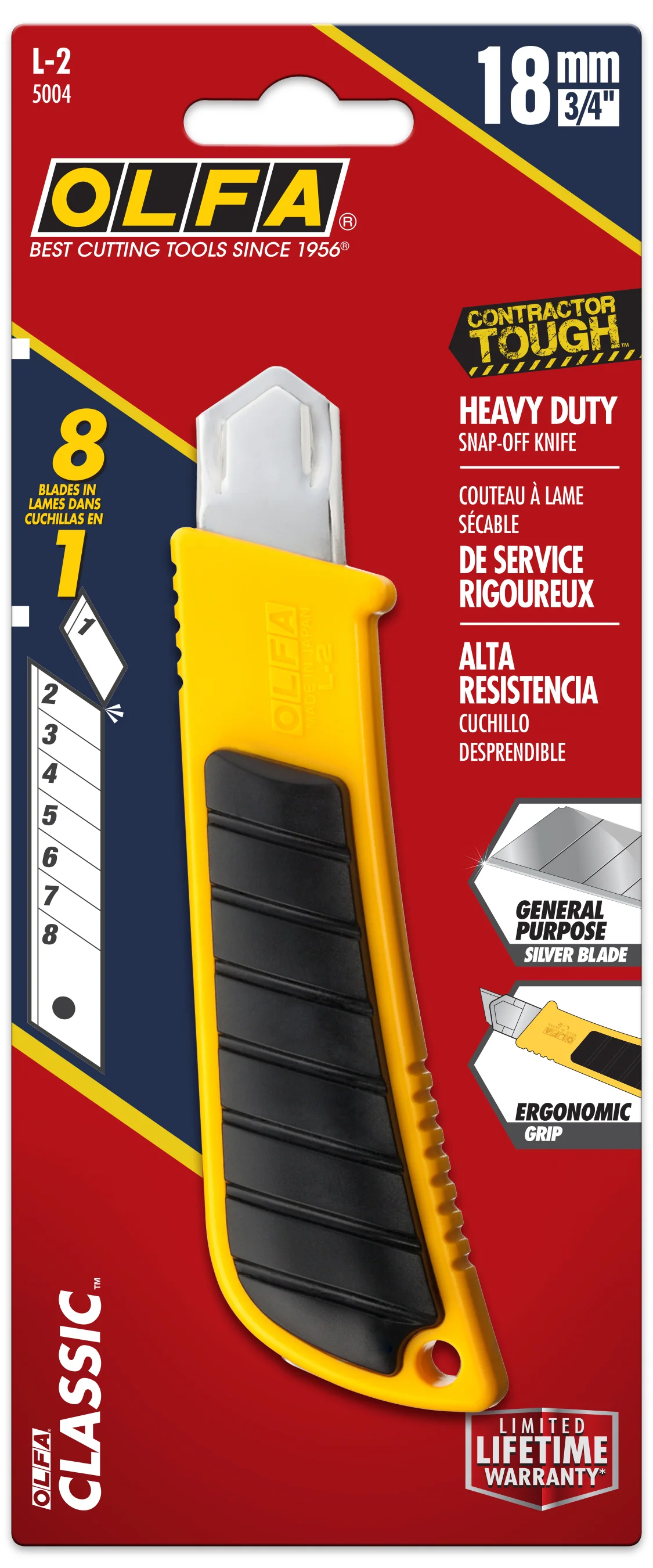 18mm L-2 Classic Heavy-Duty Utility Knife with Rubber Inset - Image 4