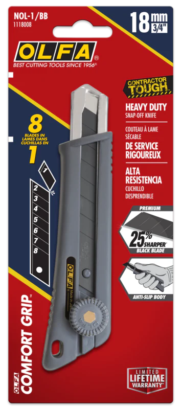 18mm NOL-1/BB Rubber-Grip Ratchet-Lock Utility Knife - Image 3