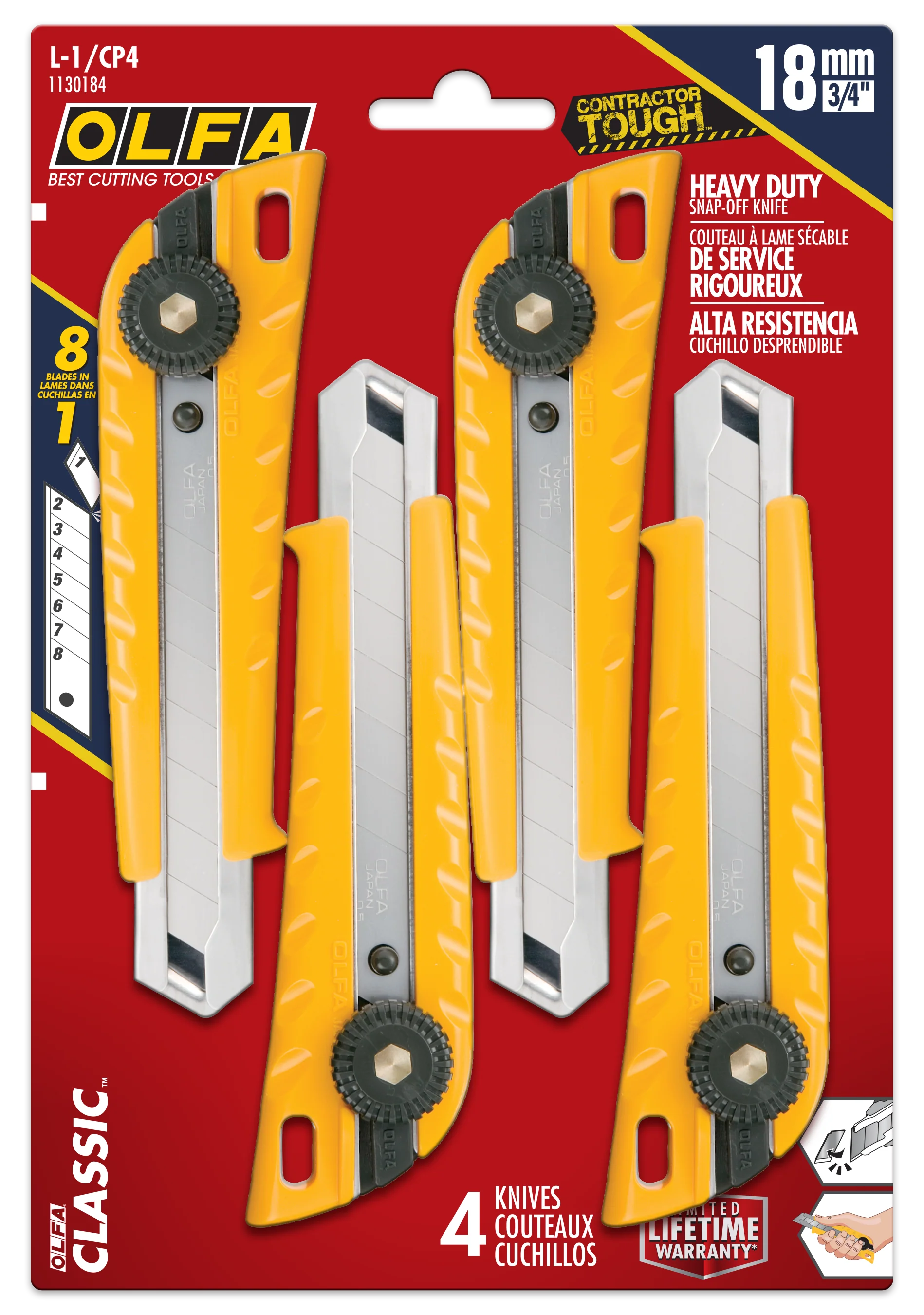 Classic Heavy Duty Ratchet-Lock Utility Knife, 4-Pack - Image 2