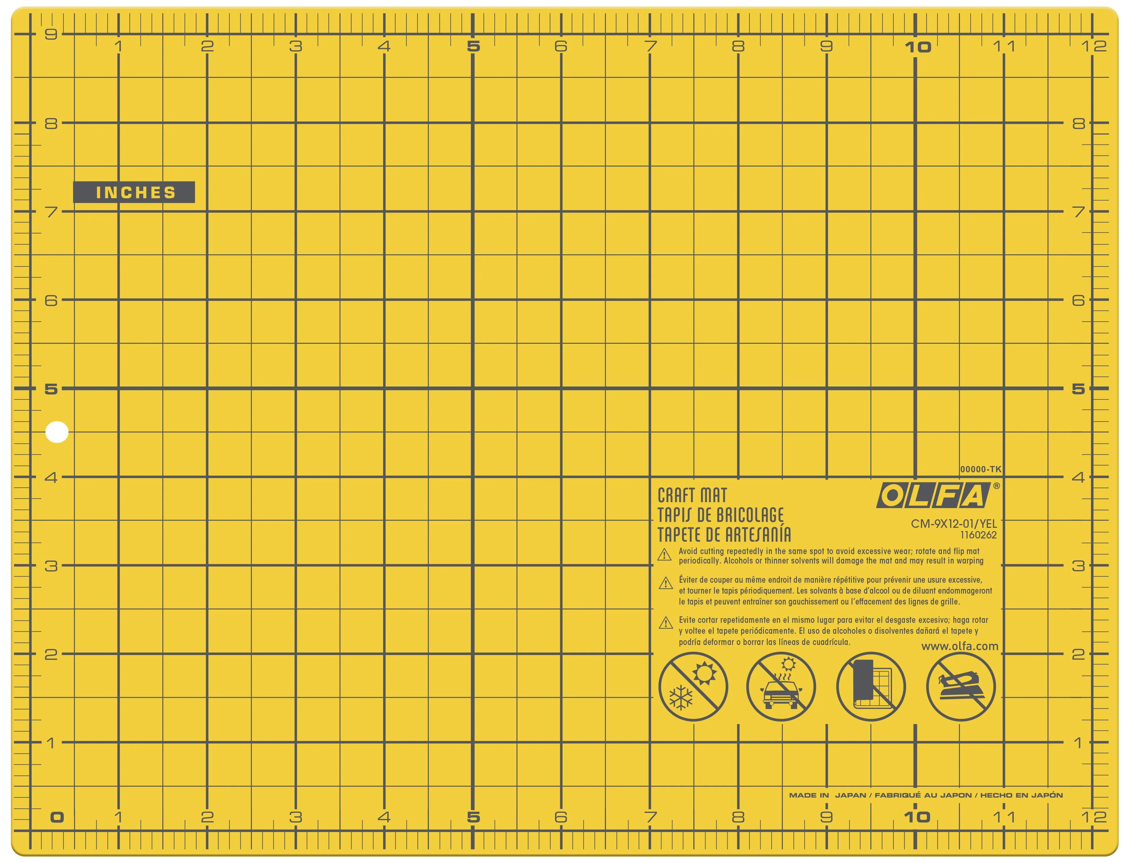 CM-9x12-01/YEL Double-Sided Self-Healing Cutting Mat