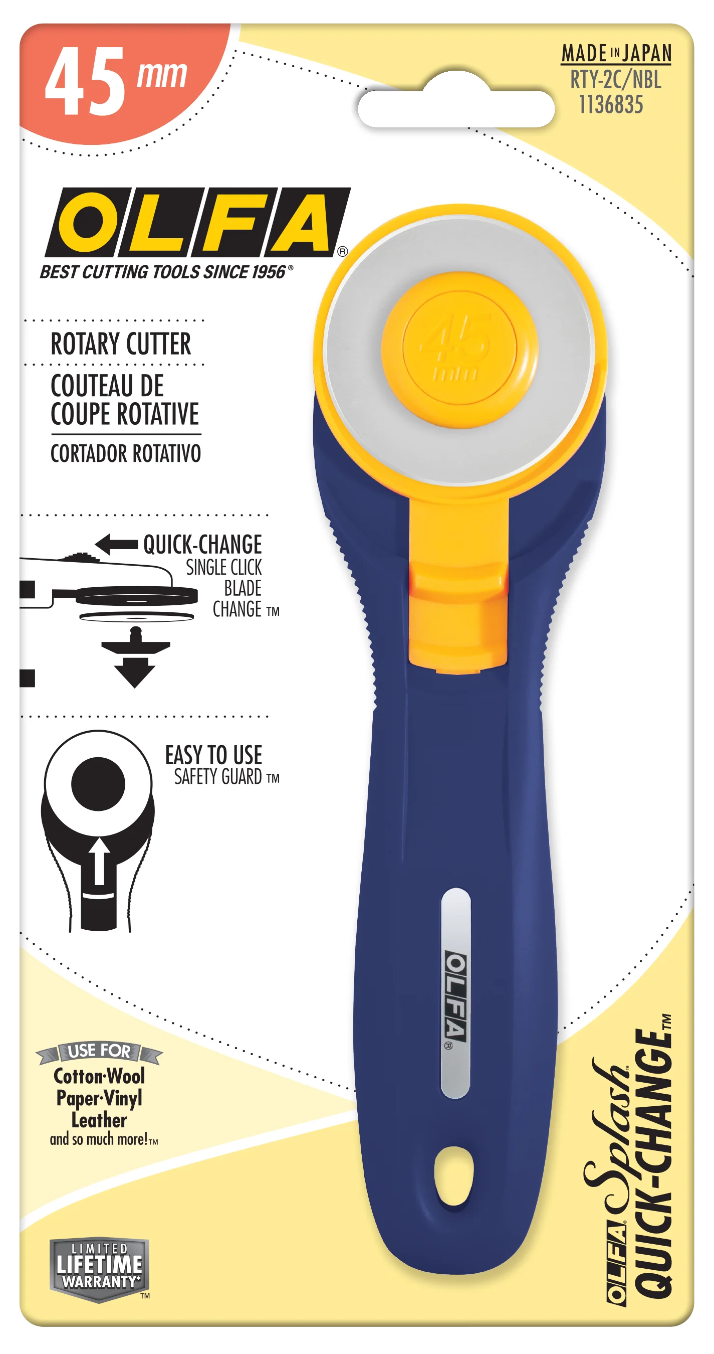 45mm RTY-2C/NBL Quick-Change Rotary Cutter, Navy - Image 4