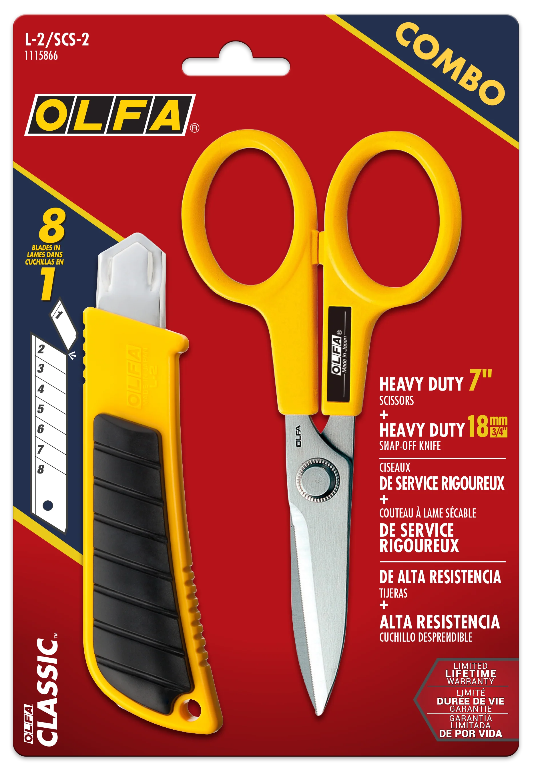 Heavy-Duty Ratchet-Lock Utility Knife with 7" Heavy Duty Scissors (L-2/SCS-2)