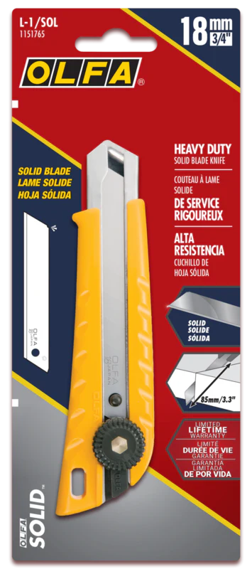18mm Ratchet Lock Utility Knife with Solid Blade | L-1/SOL - Image 3