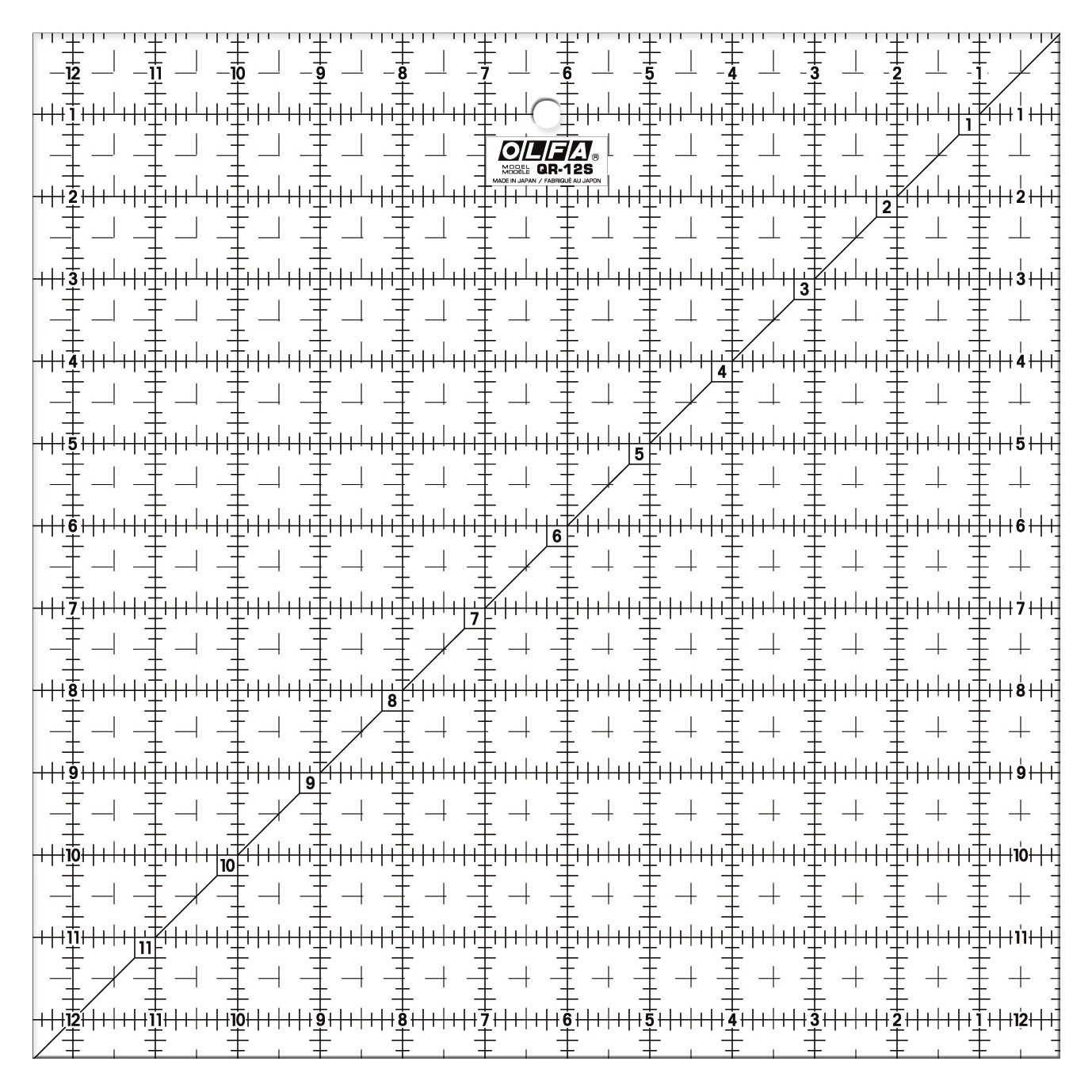 QR-12S 12 1/2" Square Frosted Acrylic Ruler