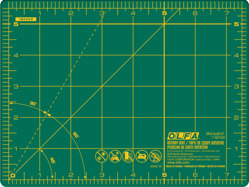 RM-6x8 6" x 8" Green Double-Sided, Self-Healing Rotary Mat