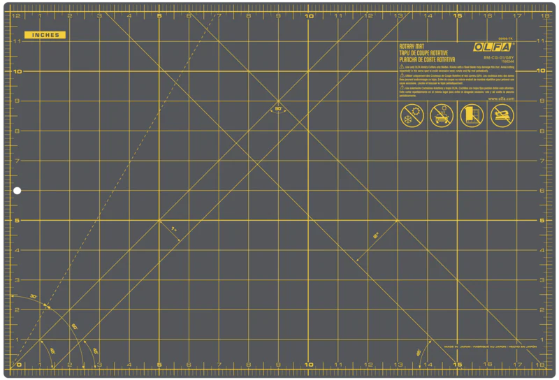 RM-CG-01/GRY 12”x18” Double-Sided Self-Healing Rotary Mat, Gray