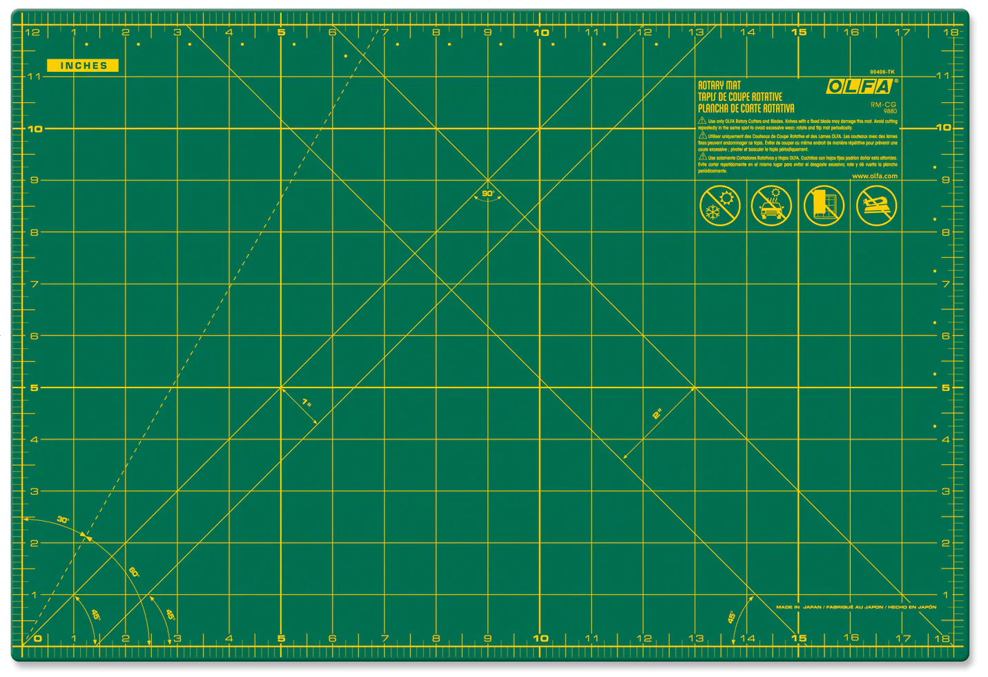 RM-CG 12" x 18" Green Double-Sided, Self-Healing Rotary Mat