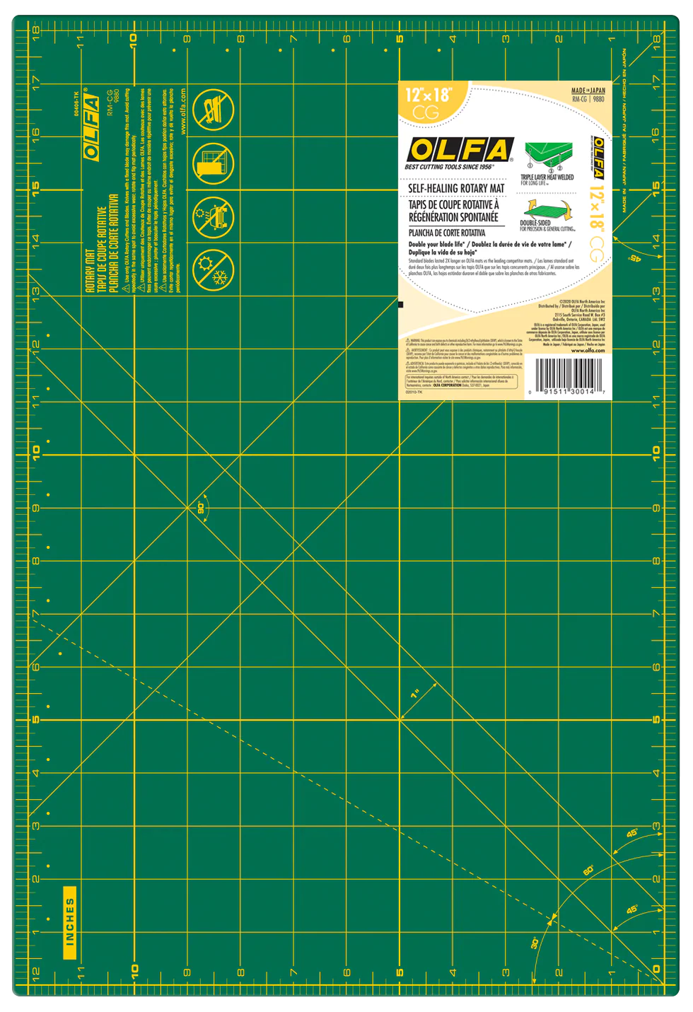 RM-CG 12" x 18" Green Double-Sided, Self-Healing Rotary Mat - Image 2