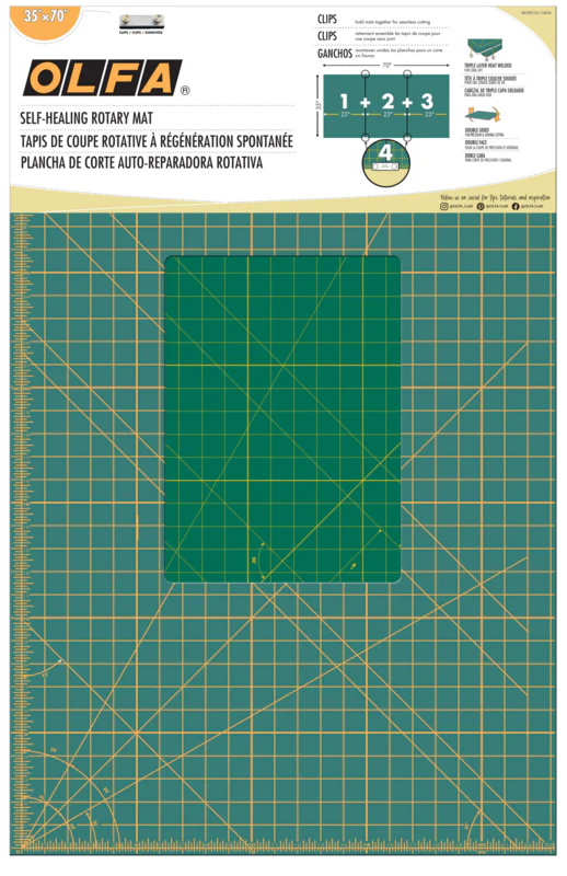 RM-CLIPS/3-01 35" x 70" Continuous Grid, Double-Sided, Self-Healing Rotary Mat Set - Image 3