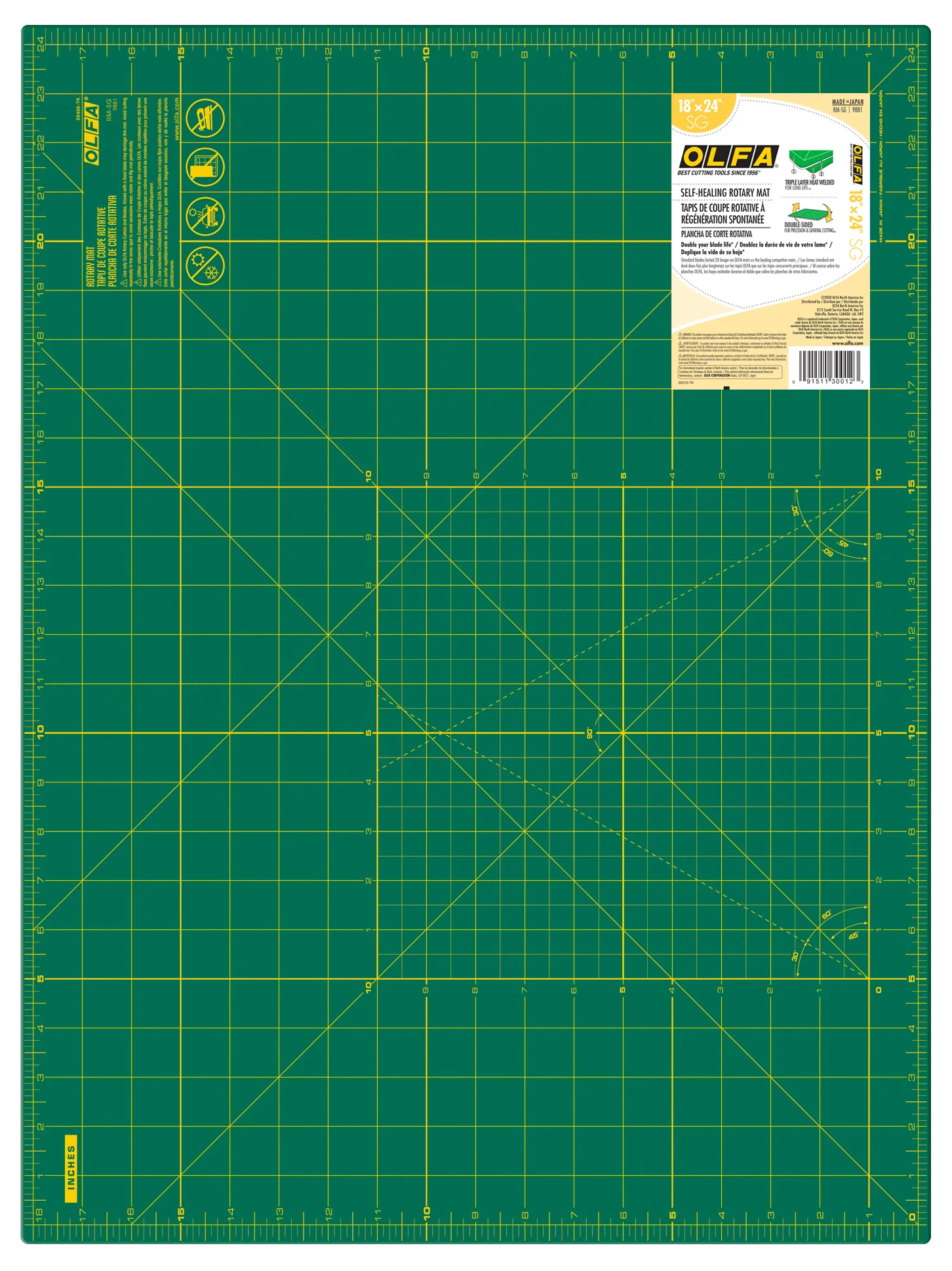RM-SG-01 18" x 24" Green Double-Sided, Self-Healing Rotary Mat - Image 4