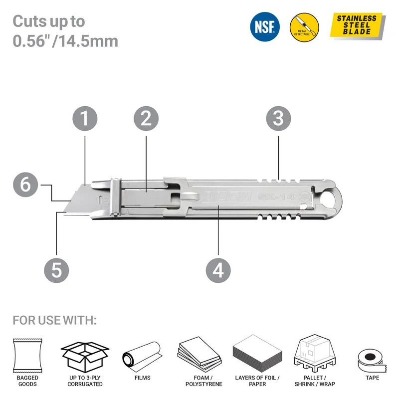 SK-14 Semi-Automatic Stainless Steel Self-Retracting Safety Knife - Image 2